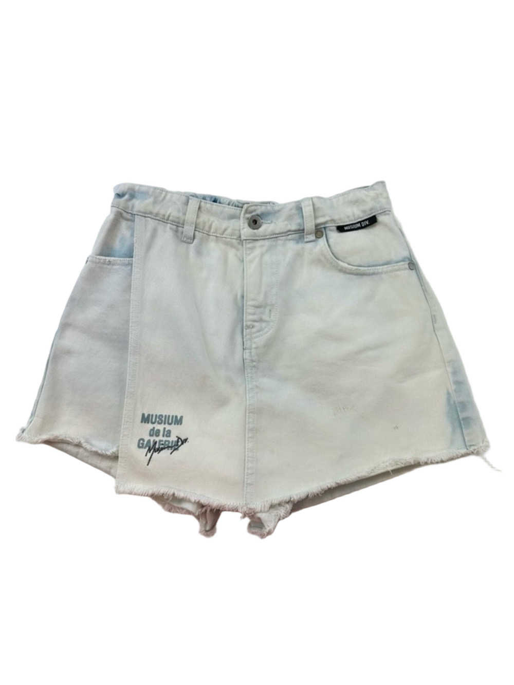 Musium Div light wash high rise denim skort 27